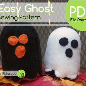 Easy Ghost - Simple Beginner Friendly Ghost Plush Sewing Pattern and Instructions - PDF File Download