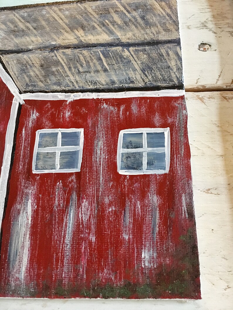Red barn painting Etsy