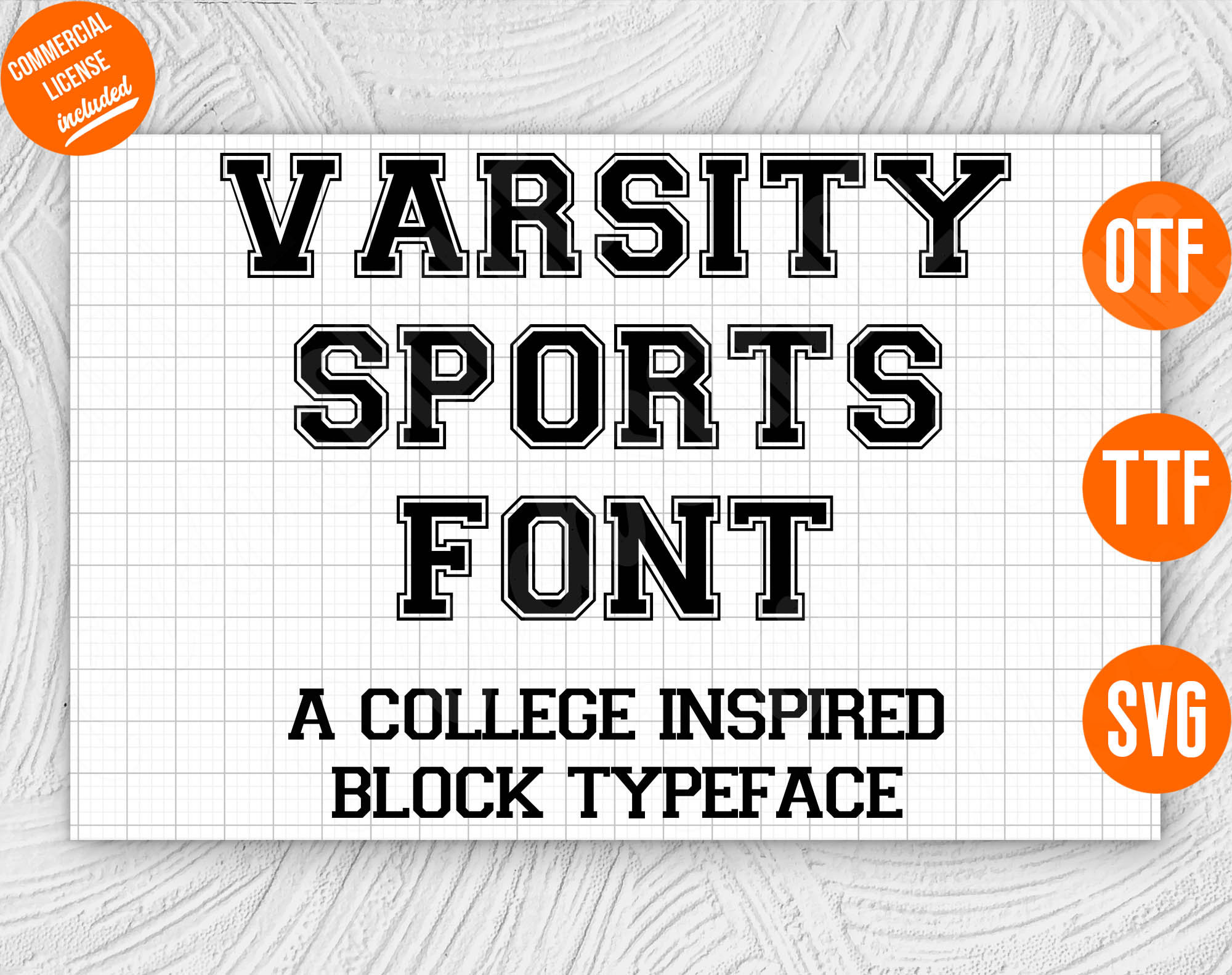 Varsity Sports Font, a College Athletic Inspired Block Typeface SVG T…