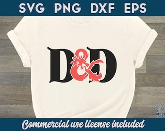 Drachen-Logo D20 RPG DnD SVG Cut File Shirt Design Printable Instant Download für Cricut Silhouette Cutter DxF PnG