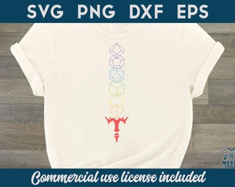 Dice Sword D20 RPG DnD SVG Cut File Shirt Design Printable Instant Download for Cricut Silhouette Cutter DxF PnG
