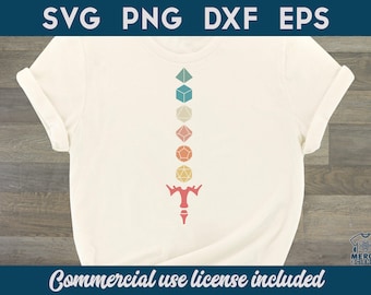 Würfel Schwert D20 RPG DnD SVG Cut File Shirt Design Printable Instant Download für Cricut Silhouette Cutter DxF PnG