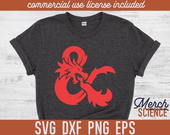 Dragon Logo D20 RPG DnD SVG Cut File Shirt Design Printable Instant Download for Cricut Silhouette Cutter DxF PnG