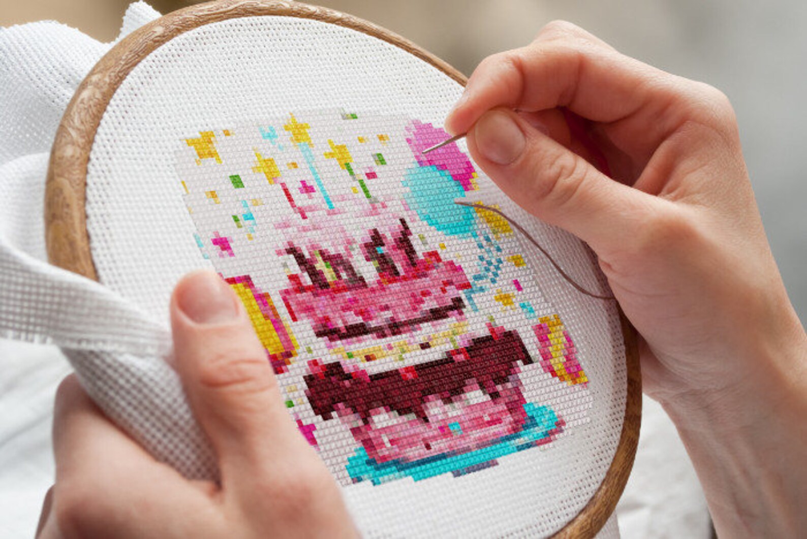 BIRTHDAY CAKE Cross Stitch Pattern PDF, Party Gifts Balloons Counted ...
