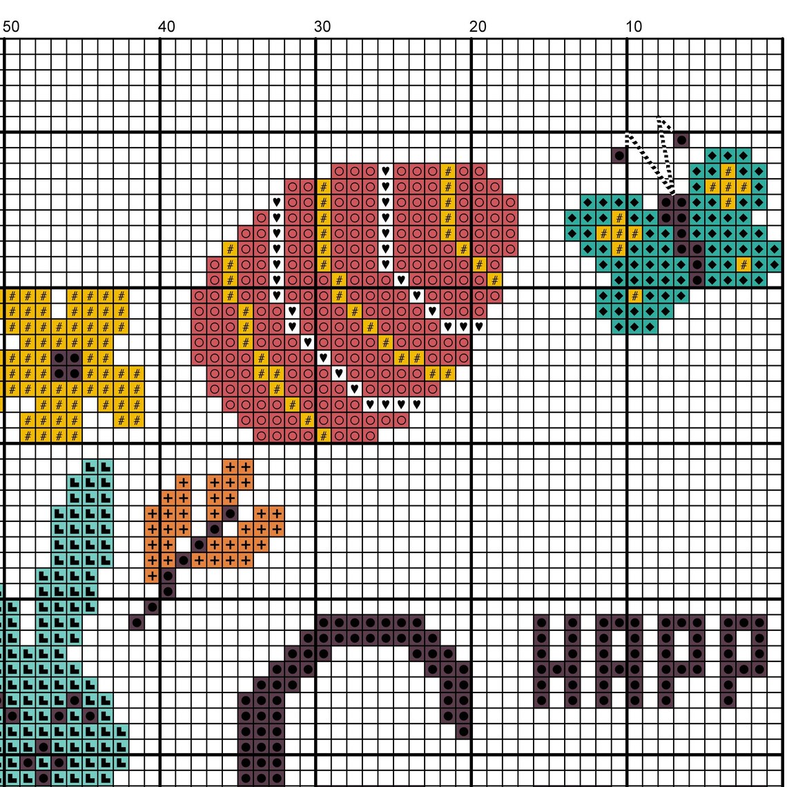 HAPPY EASTER Cross Stitch Pattern PDF Cute Nursery Embroidery Easter ...