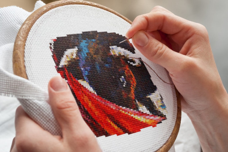 CORRIDA Cross Stitch Pattern PDF Instant Download Modern Embroidery Wall Decor Bull Matador Spain Torero Fight Counted Cross Stitch Chart