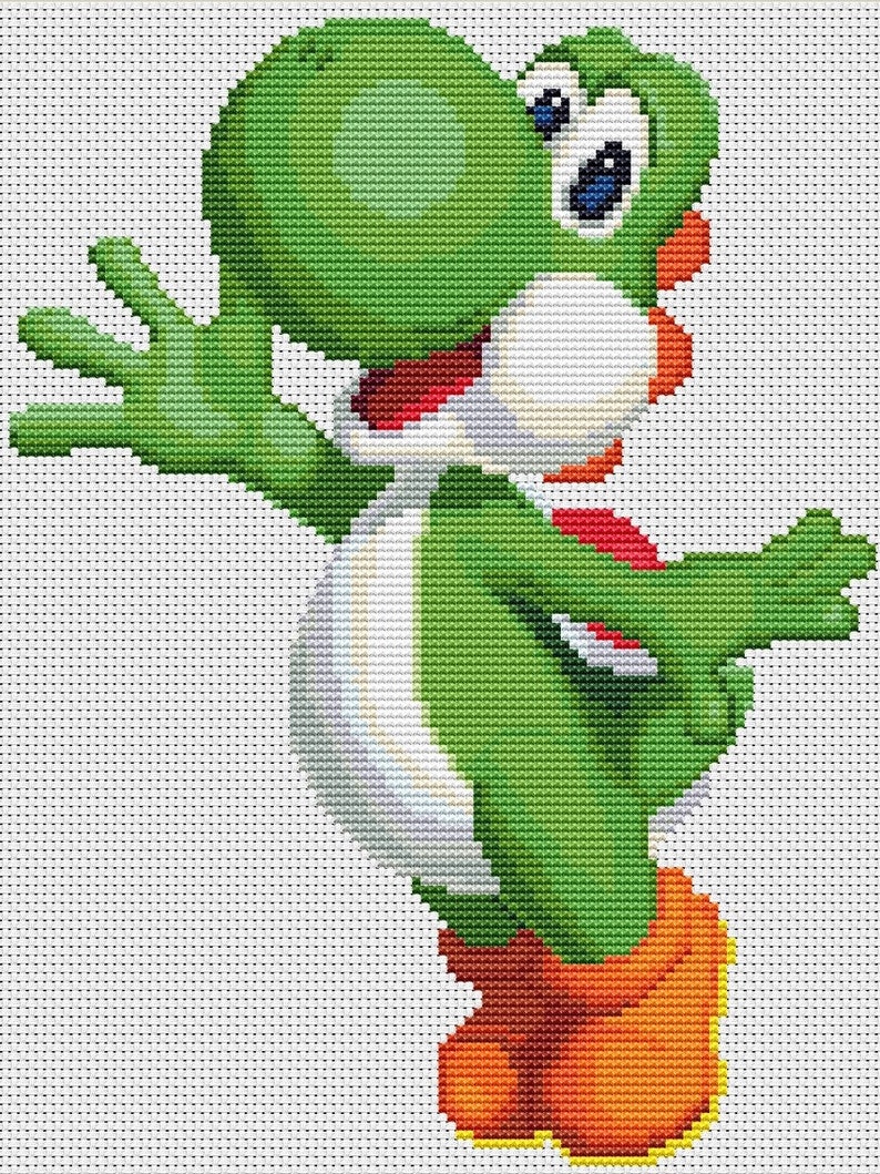 YOSHI Cross Stitch Pattern PDF Cute Embroidery Nursery Decor Etsy