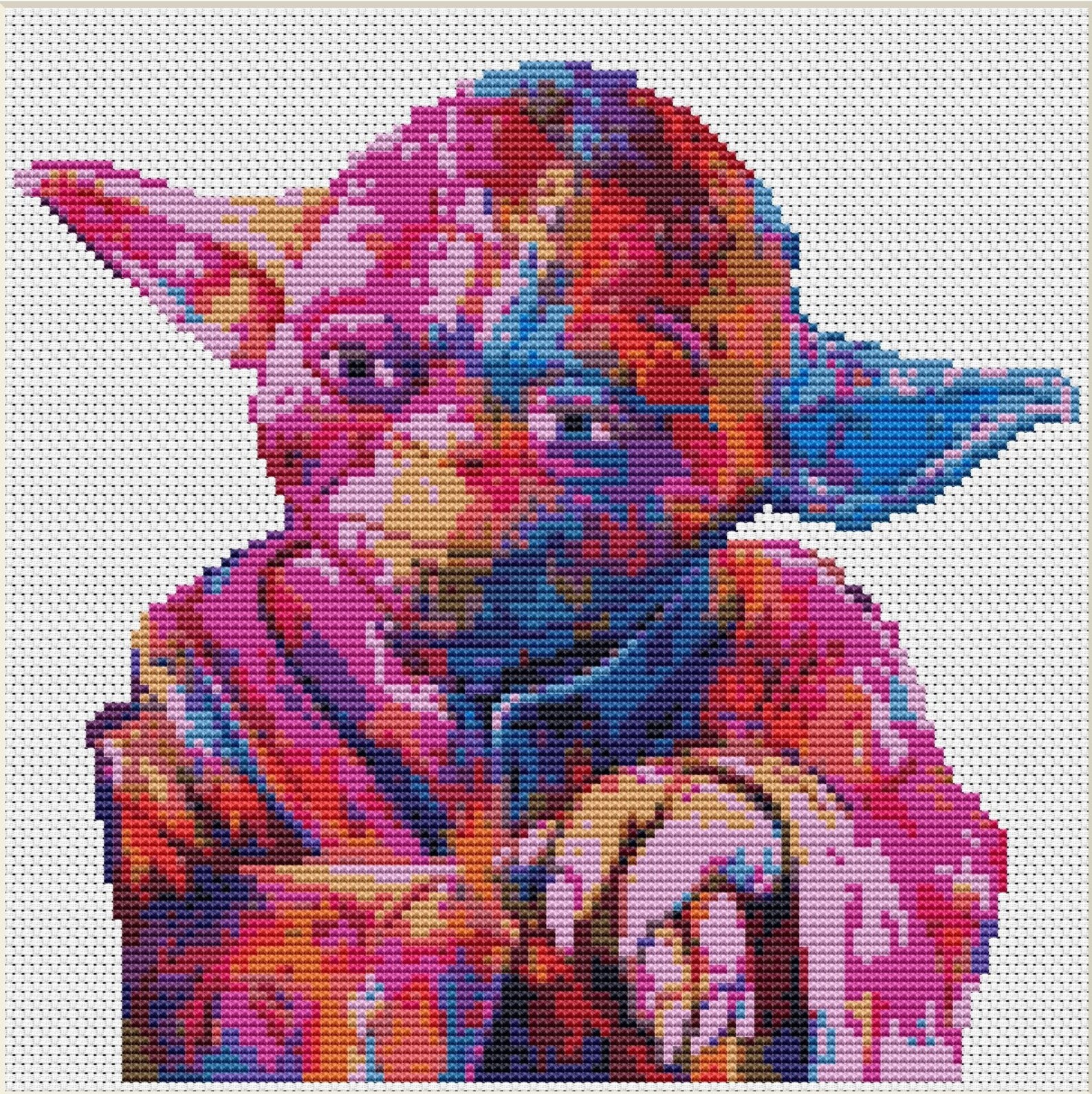 YODA Cross Stitch Pattern PDF Modern Embroidery Chart Star Etsy