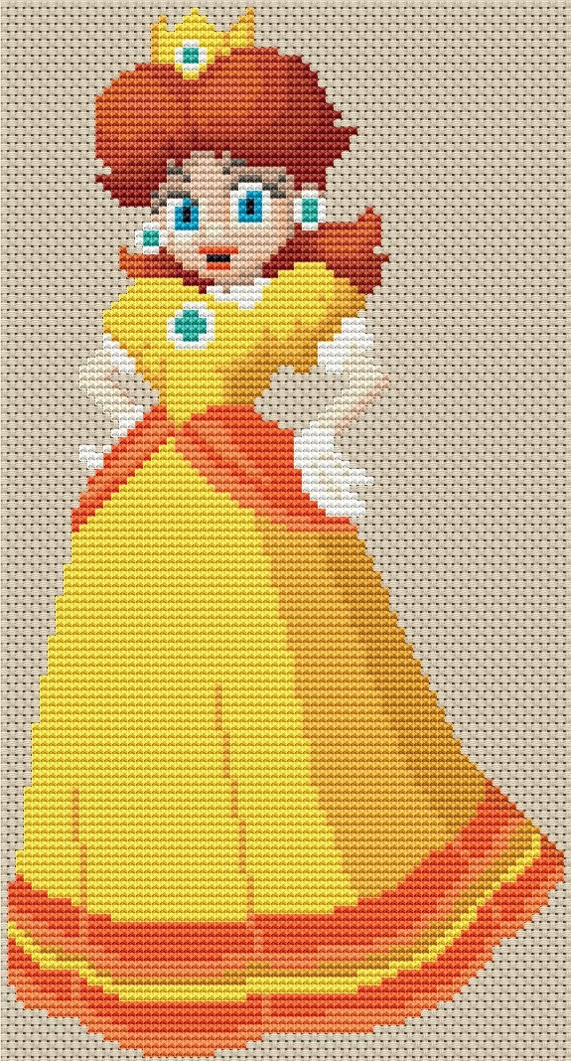 PRINCESS DAISY Cross Stitch Pattern PDF Cute Embroidery Etsy