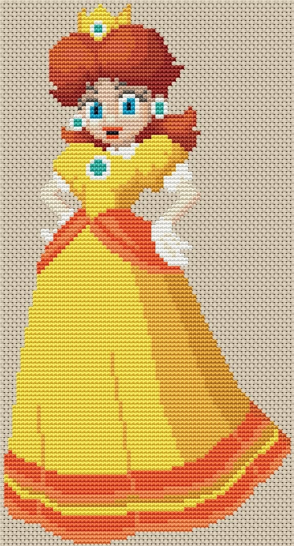 PRINCESS DAISY Cross Stitch Pattern PDF Cute Embroidery Etsy