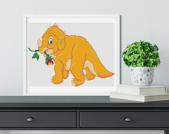 CERA Cross Stitch Pattern PDF, Embroidery Cute Nursery Decor, The Land Before Time Animals Counted Cross Stitch Pattern, Instant Download