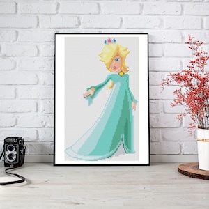 PRINCESSE ROSALINA Cross Stitch Pattern PDF, Cute Rosetta Chart, Super Mario Luigi Yoshi Girl Counted Cross Stitch Chart, Instant Download