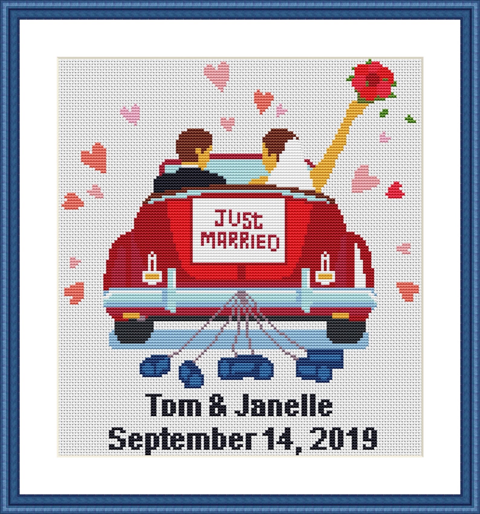 JUST MARRIED Cross Stitch Pattern PDF, Wedding Love Newlyweds Counted ...