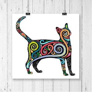 CAT In COLORS Cross Stitch Pattern PDF, Kitty Easy Counted Cross Stitch Chart, Cute Kitten Embroidery, Nursery Wall Decor, Instant Download