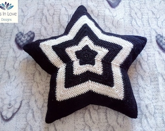 STAR PILLOW Crochet Pattern and Tutorial, Star Cushion Pattern, Picture Tutorial, Yarn Pillow Crochet Pattern, PDF file, Instant Download
