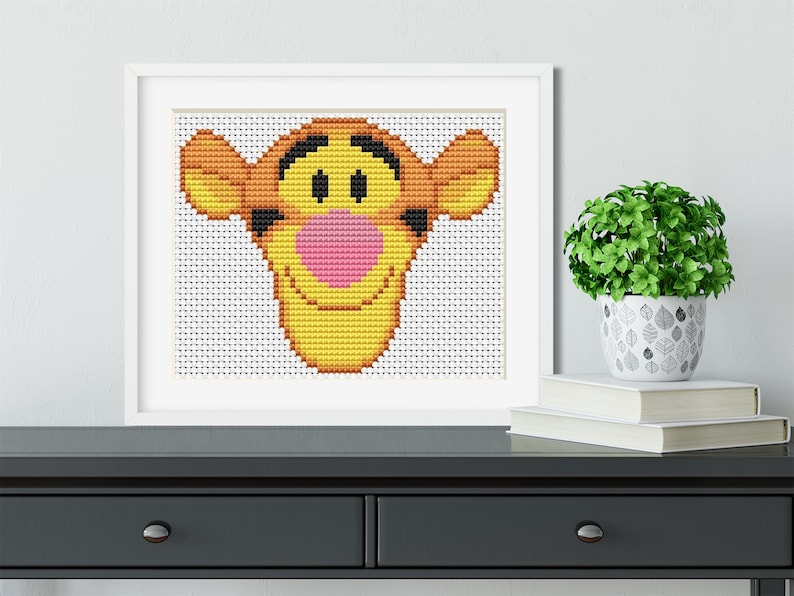 TIGGER EMOJI Easy Cross Stitch Pattern PDF, Cute Nursery Decor, Emoji ...