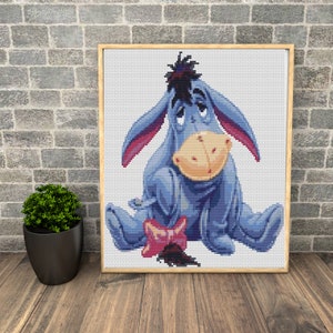 EEYORE DONKEY Cross Stitch Pattern PDF, Cute Nursery Wall Decor, Cartoon Winnie The Pooh Animal Counted Cross Stitch Chart, Instant Download