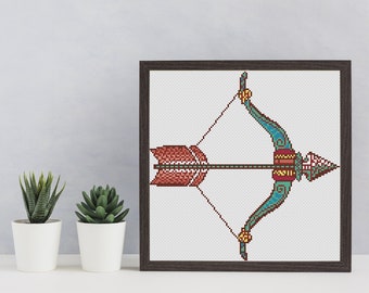 SAGITTARIUS Zodiac Cross Stitch Pattern PDF, Modern Art Embroidery, Horoscope Astrology Zodiac Counted Cross Stitch Chart, Instant Download