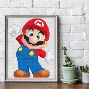 SUPER MARIO Kreuzstichvorlage PDF, süße Stickerei Wanddekoration, Mario Luigi Klempner Yoshi Kreuzstichvorlage, Instant Download