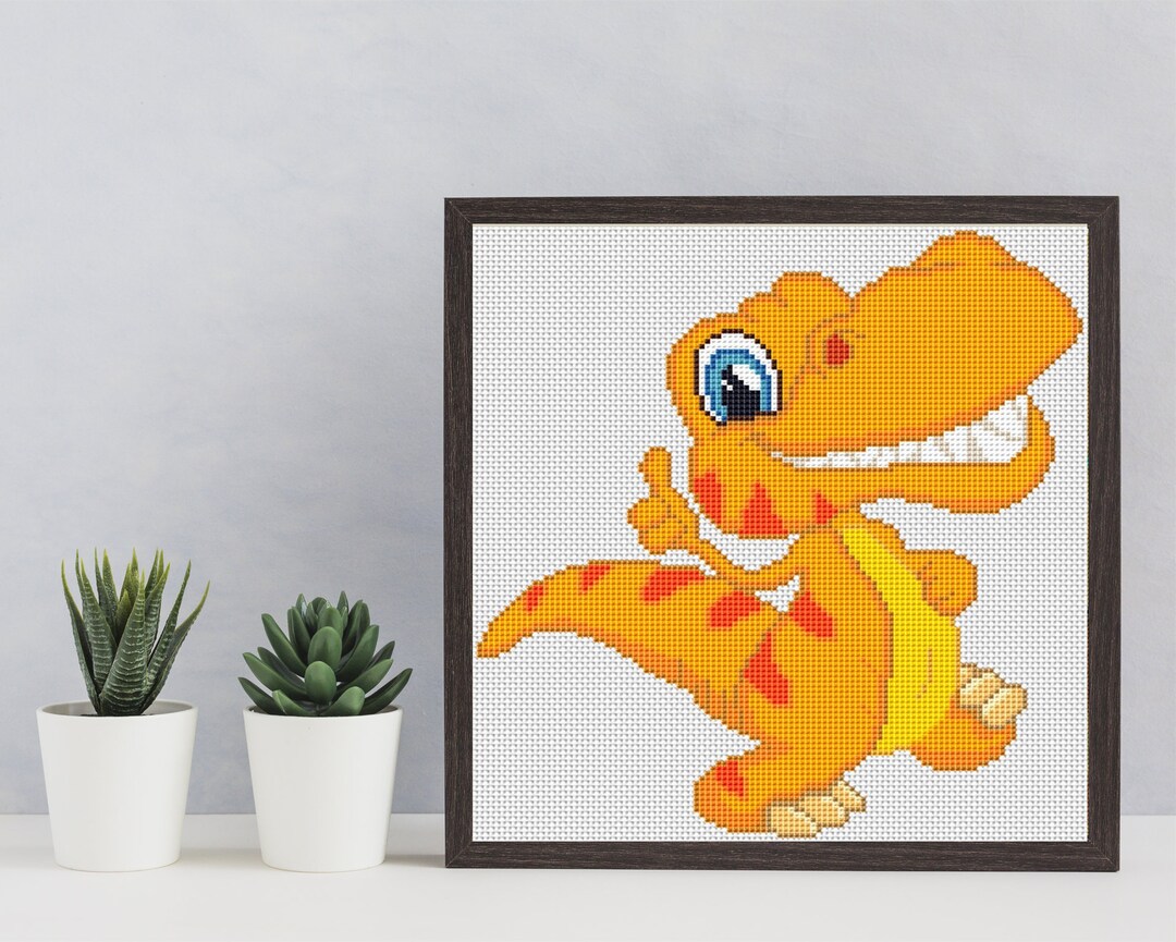 DINOSAUR Cross Stitch Pattern PDF, Embroidery Cute Nursery Decor, DINO Tirex Tea Rex Animals