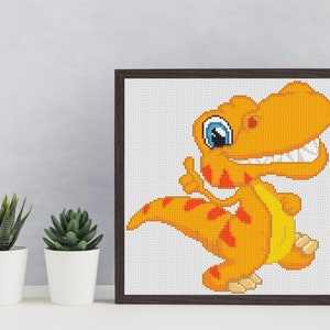 DINOSAUR Cross Stitch Pattern PDF, Embroidery Cute Nursery Decor, DINO Tirex Tea Rex Animals Counted Cross Stitch Pattern, Instant Download