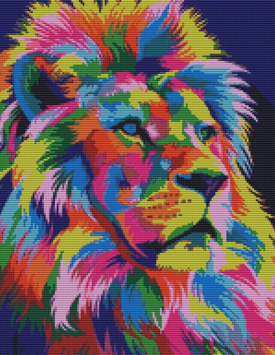 LION Cross Stitch Pattern PDF Modern Embroidery Chart | Etsy