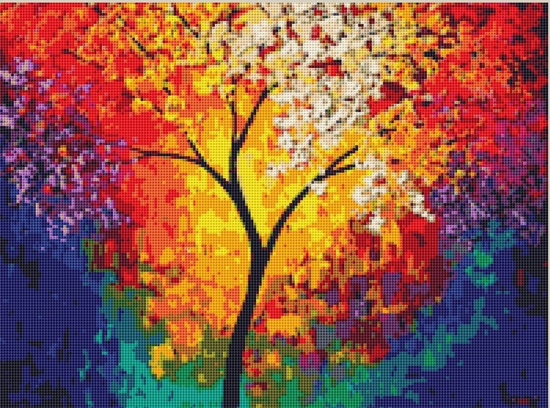 Instant Download Modern Art Decor Embroidery Chart Abstract Tree Painting Counted Cross Stitch Chart Tree Of Life Cross Stitch Pattern Pdf Patterns Craft Supplies Tools Efp Osteology Org