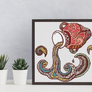 AQUARIUS ZODIAC Cross Stitch Pattern PDF, Modern Art Embroidery Wall Decor, Horoscope Astrology Counted Cross Stitch Chart, Instant Download