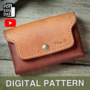 Carteira compacta e rechonchuda, carteira pequena, carteira de papel-moeda, padrão PDF DXF SVG, artesanato em couro com tutorial em vídeo, modelo