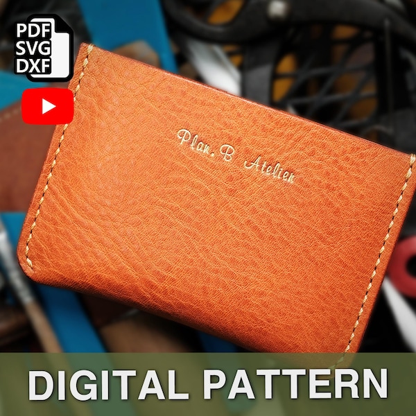 Minimalist Leather Wallet Pattern: PDF, SVG, DXF (Digital Download)