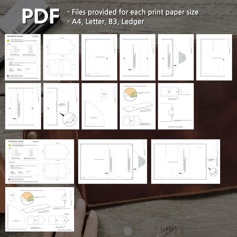 A5 Leather Notebook Cover Pattern: PDF, SVG, DXF (Video Tutorial) image 3
