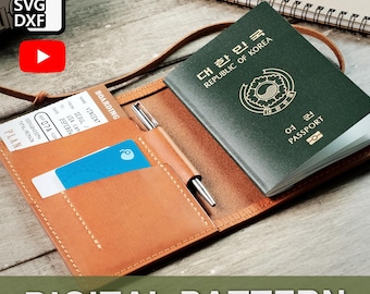 Leather Passport Wallet Pattern: Travel Wallet Template (PDF, DXF, SVG)