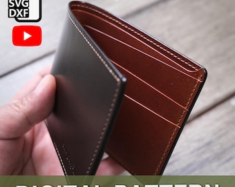 Billfold Wallet PDF Pattern: Leathercraft Template with Video (DXF, SVG)