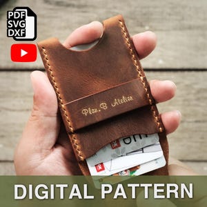 Porta carte pop-up, modello PDF DXF SVG, porta carte, lavorazione della pelle con tutorial video, modello, fatto a mano, artigianato