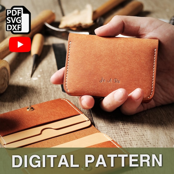 Bi-fold Card Wallet Pattern: 6-Pocket Leathercraft (PDF, SVG, DXF)