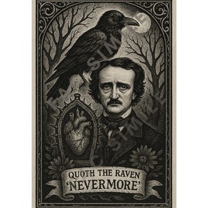 Nevermore – Edgar Allan Poe & The Raven Printart print - gothic, occulto, mistero, esoteric, dark aesthetic