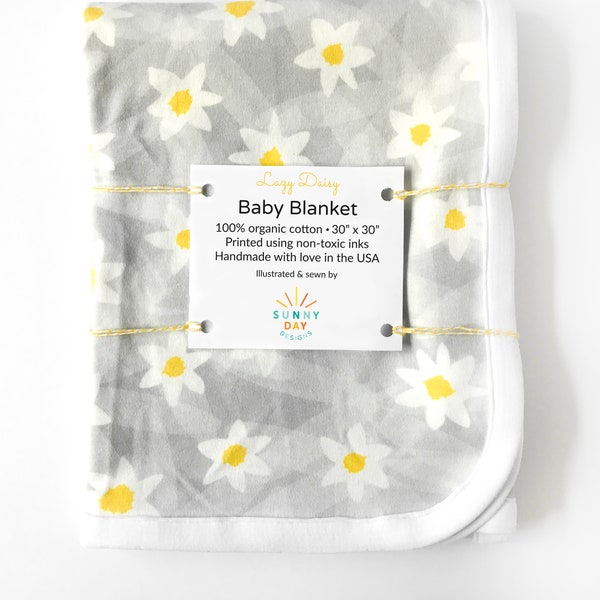 Gänseblümchen-Baby-Decke, Floral Empfang Decke, Bio-Baumwolle-Baby-Decke, neue Baby-Geschenk für Mädchen, moderne Baby-Geschenk, faul Eisgänse Babydecke