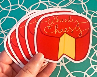 Cheese Sticker - Funny Sticker - Wheely Cheesy Laptop Sticker - Punny Vinyl Sticker - Cute Wisconsin Gift for Her - Cute Food Sticker Cheese
