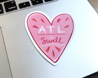 Atlanta Vinyl Aufkleber, ATL Aufkleber, Atlanta Herz Aufkleber, Atlanta Souvenir, Laptop Aufkleber, Geschenk, Atlanta Geschenk