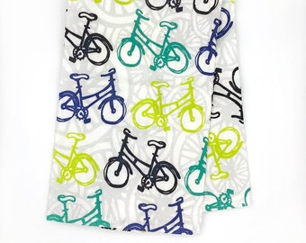 Bicycle Tea Towel, Modern Kitchen Decor, Bicycle Dish Towel Hostess Gift Bike Kitchen Towel, Gift for Cyclist Housewarming Gift Linen Cotton