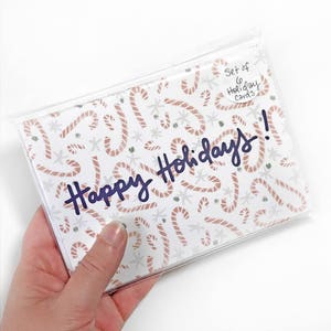 Happy Holidays Card, Holiday Note Cards Set van 6, Seizoenen Groeten, Candy Cane Briefpapier, Kerst wenskaarten Rood, Eco Friendly Cards