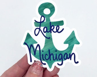 Lake Michigan Sticker - Great Lakes Sticker - Vinyl Sticker - Laptop Sticker - Stocking Stuffer Chicago Gift for Teen Milwaukee Gift for Her