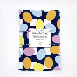 Easter Egg Tea Towel - Easter Kitchen Decor - Easter Dish Towel - Spring Decor - Hostess Gift for Her - Housewarming Gift - Linen/Cotton