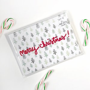 Merry Christmas Cards, Holiday Note Card Set van 6, Kerstboom Briefpapier, Vakantie wenskaarten, groen, rood, eco-vriendelijke papieren kaarten