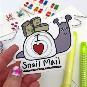 Snail Mail Sticker - Snail vinilo pegatina - lindo portátil pegatina - lindo pen pal regalo - Carta Transportista regalo para el trabajador postal -Kawaii pegatina