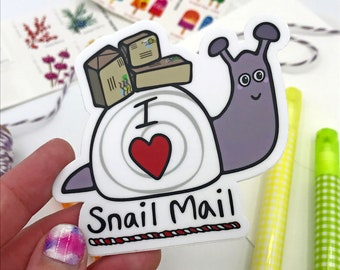 Snail Mail Sticker - Snail Vinyl Sticker - Cute Laptop Sticker - Cute Pen Pal Gift - Letter Carrier Gift for Postal Worker -Kawaii Sticker