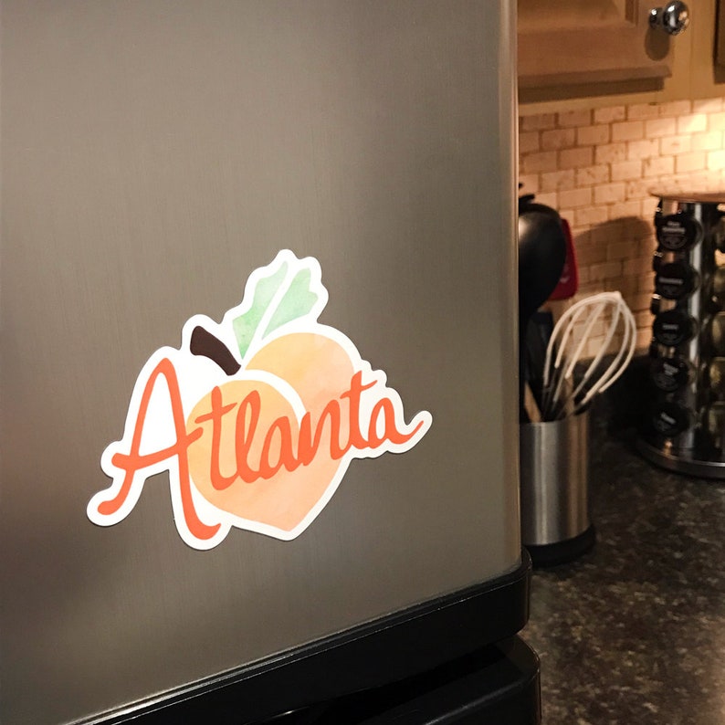 Atlanta Peach Magnet, Atlanta Magnet, Vinyl Magnet, Georgia Peach, Locker Magnet, Car Magnet, Fridge, Housewarming Gift, Stocking Stuffer image 4