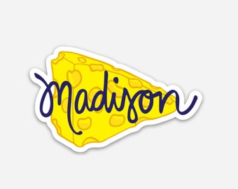 Madison Cheese Sticker - Madison Wisconsin Sticker - Madison Vinyl Sticker - Wisconsin Laptop Sticker - Madison Bumper Sticker Madison Gift