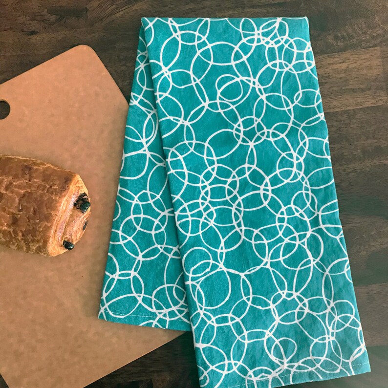 Turquoise Kitchen Towel Hostess Gift For Her Cute Tea Towel Linen Cotton Dish Towel Cute Kitchen Decor Turquoise Towel Kitchen Tea Towel