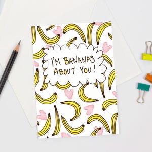 Saint-Valentin pleine d'esprit, carte de la Saint-Valentin, carte banane Carte de la Saint-Valentin drôle pour un ami, carte meilleur ami, carte de la Saint-Valentin pour coup de coeur, carte de jeu de mots